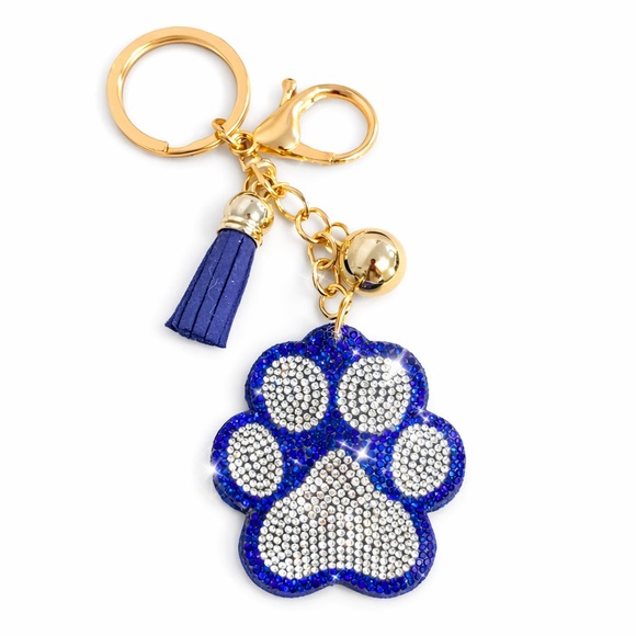 Accessories - Blue Silver & Gold Tone Paw Keychain NEW
